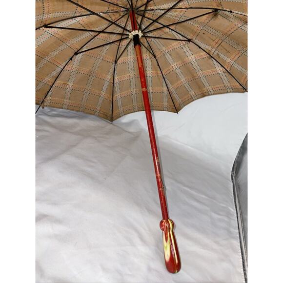 ANTIQUE VICTORIAN PARASOL PINK ORANGE YELLOW BLUE STRIPED MARBILIZED HANDLE - Picture 7 of 12